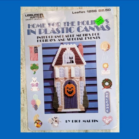 5 Vintage Leasure Arts Craft Leaflets Plastic Canvas Covers Coasters Holiday - Picture 2 of 13